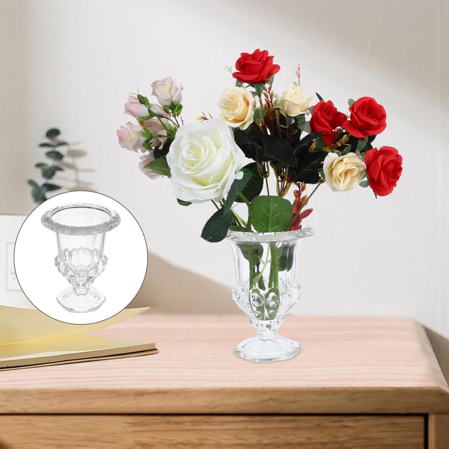 Luxshiny European Glass Vase Decorative Urn Vase Base Design for Wedding Centerpieces Home Decor Party Flower Arrangements Stunning Craftsmanship