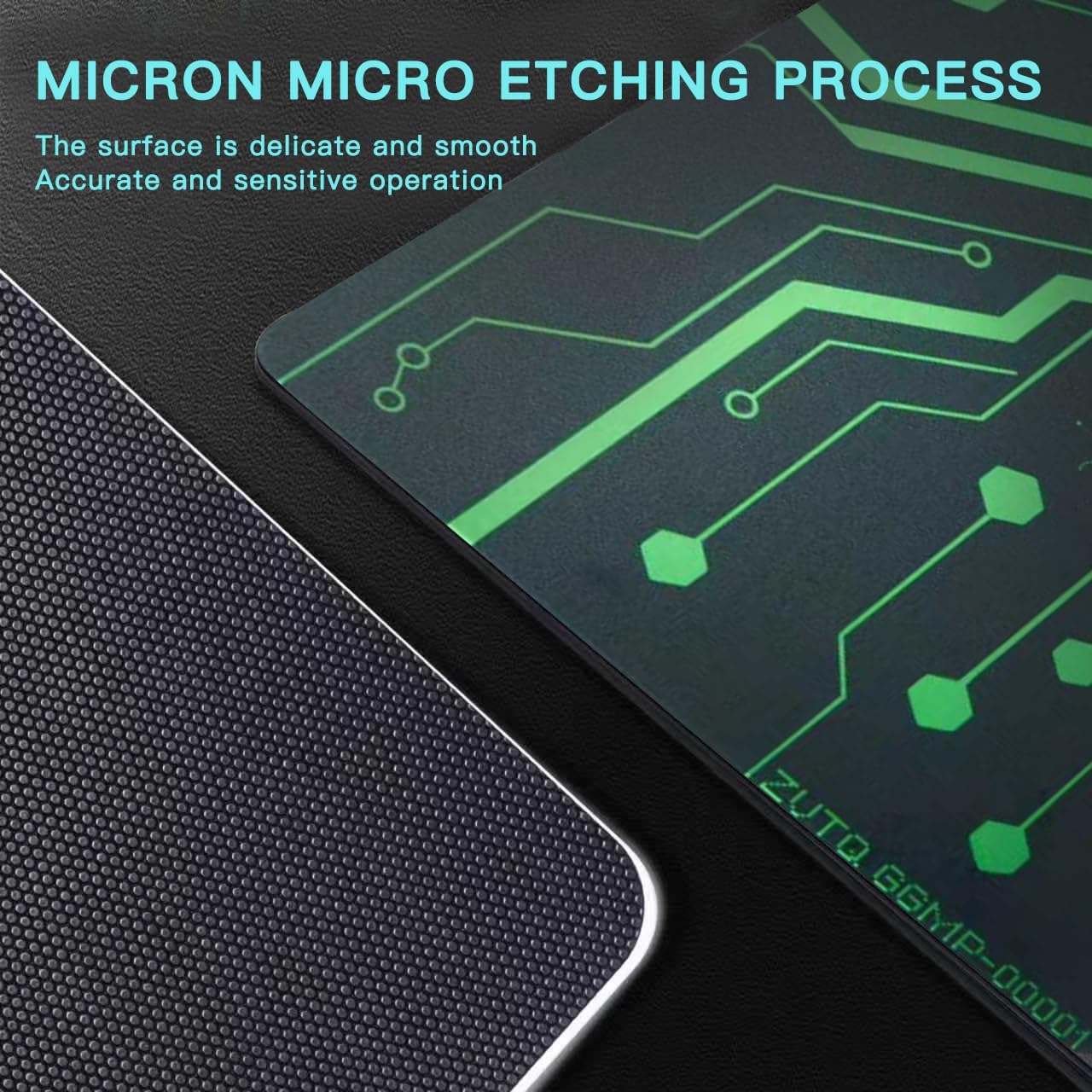 Glass Gaming Mouse Pad, Micro-Etched Surface,Tempered Glass, Ultra-Smooth Finish, Anti-Slip Honeycomb Base, 13.8 x 11.8 Inches (Circuit Pulse)