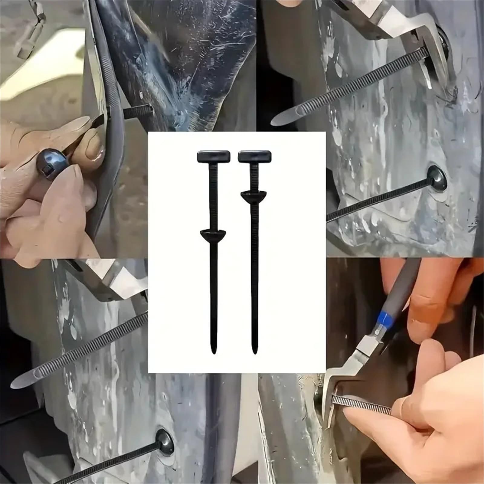Verbesserte Nylon-Kabelbinder, Selbstsicherndes T-Nieten-Kabelbinder-Set for Die Reparatur Von Kofferraum-Stoßstangen, Heim- Und Garagenautos(200pcs)