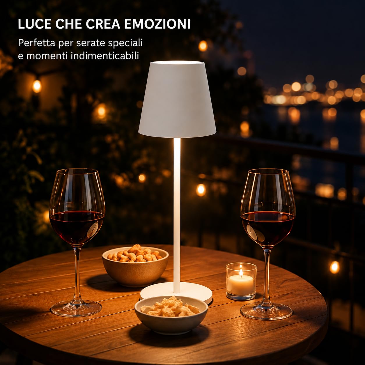 Set di 8 Lampada da Tavolo Bianco Touch Senza Fili Ricaricabili, LED Dimmerabili con 3 Tonalità di Luce 3000-6500K, Impermeabili IP54, Ideali per Interni ed Esterni