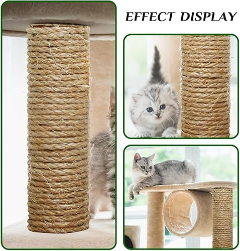 Miniatura 5 de Cuerda de sisal para rascador de gatos, 532 pulgadas de diámetro, cuerda de 164 pies para rascador de gatos, piezas de repuesto de torre de árbol,