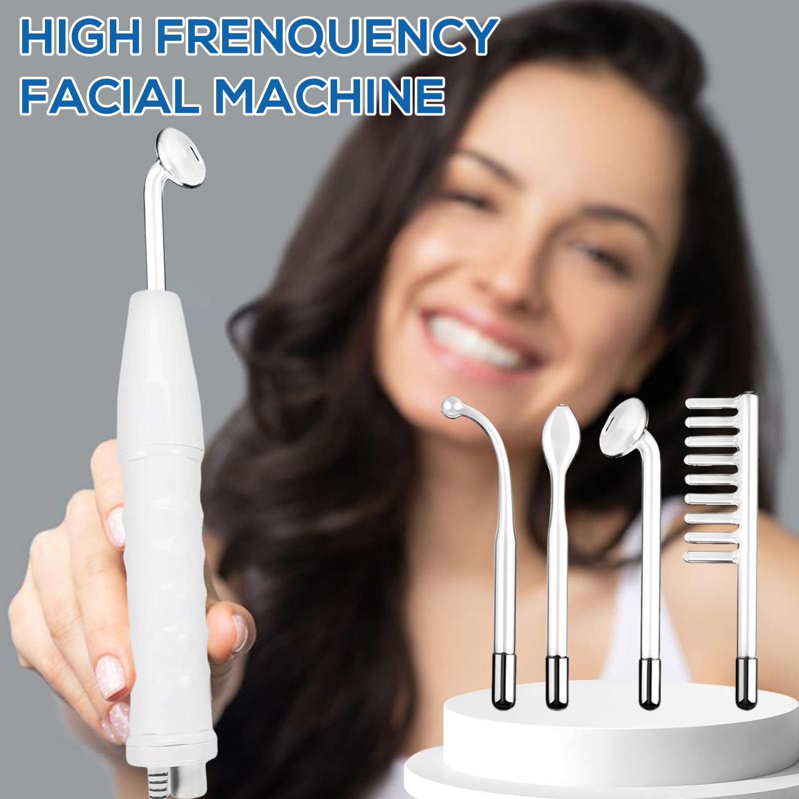 Varilla de alta frecuencia con 4 sondas, máquina facial de belleza, pared de alta frecuencia, dispositivo de radiofrecuencia facial, máquina facial de belleza, dispositivo de tratamiento del acné