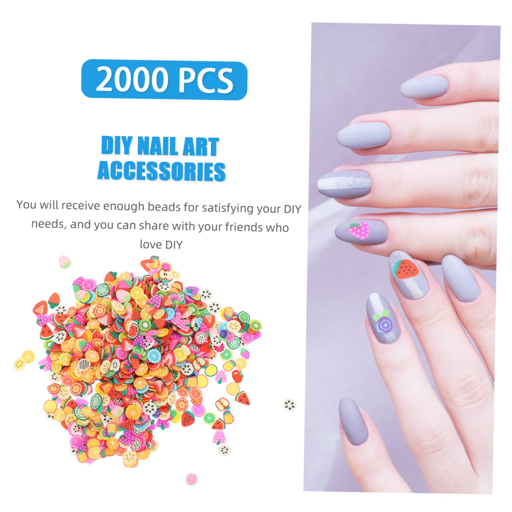PACKOVE 5 Set Decorazioni Per Unghie Polimeri Pz Charm Per Manicure E Accessori Nail Frutta E Torta 4000 Pezzi*5