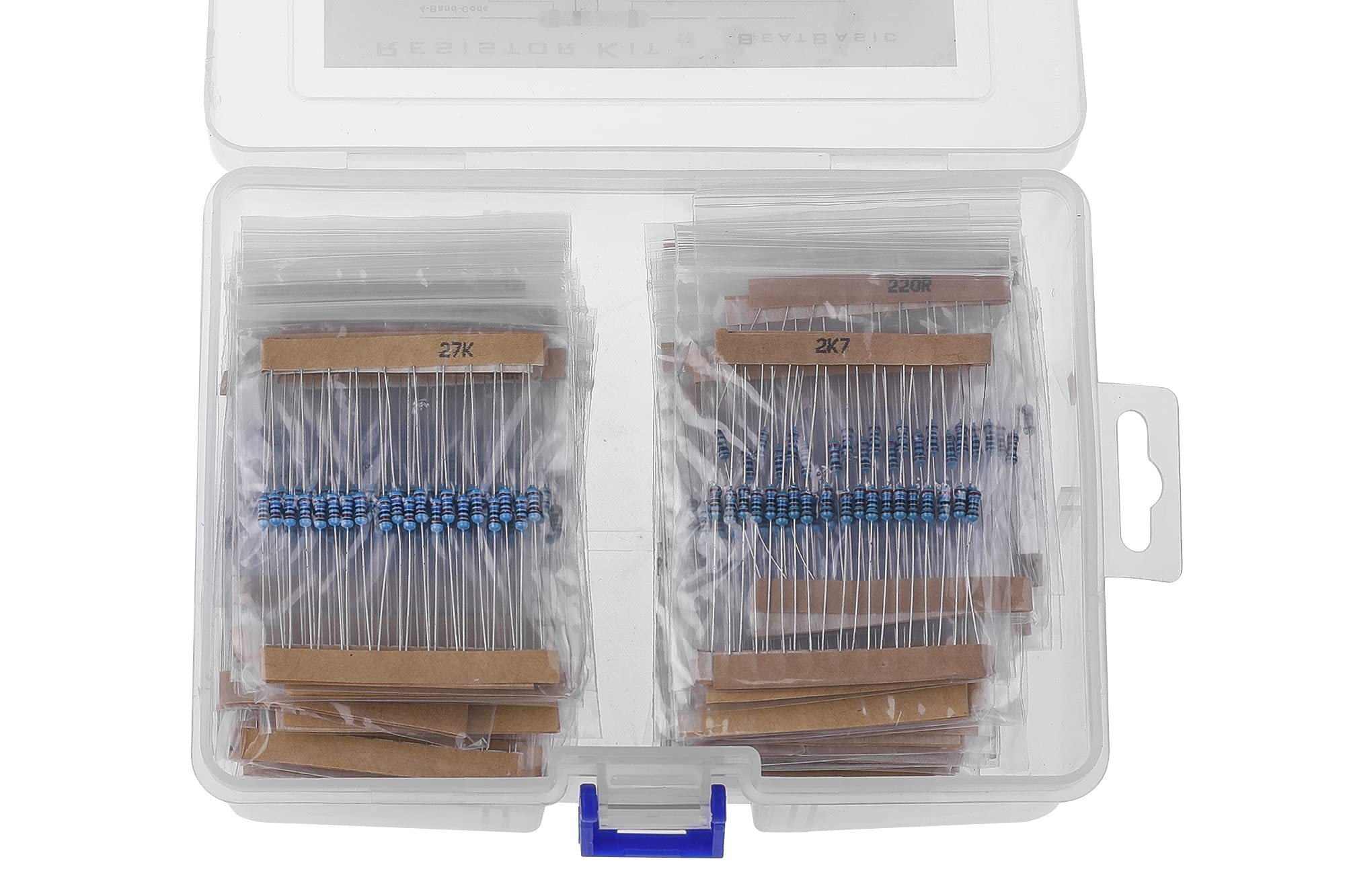 Lot de 1460 résistances 73 valeurs 1 Ohm-1 M Ohm avec résistances en film métallique 1 % 1/4 W