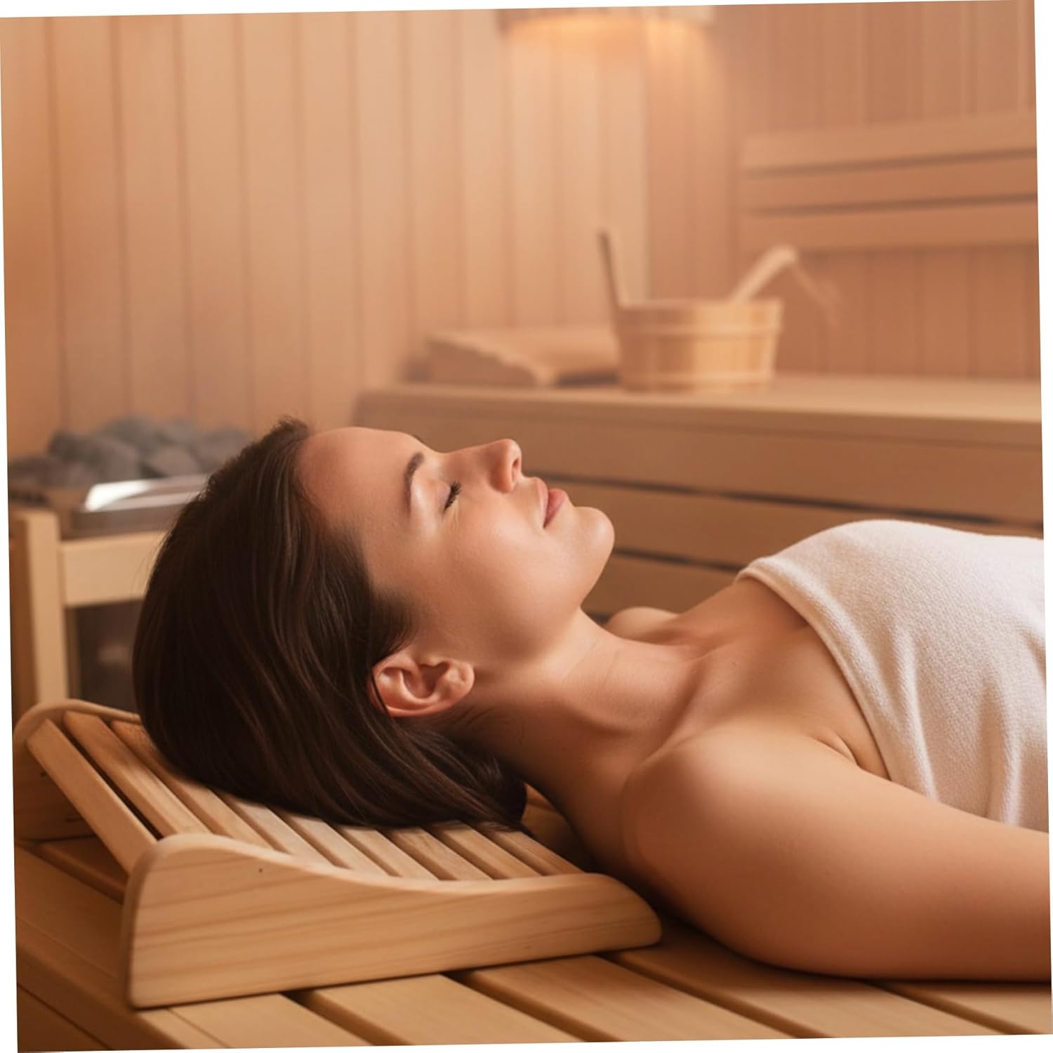 2PCS Sauna Headrest Hollow-Out Wooden Sauna Pillow Neck Support for Infrared, Traditional, Barrel, Steam Neck Support