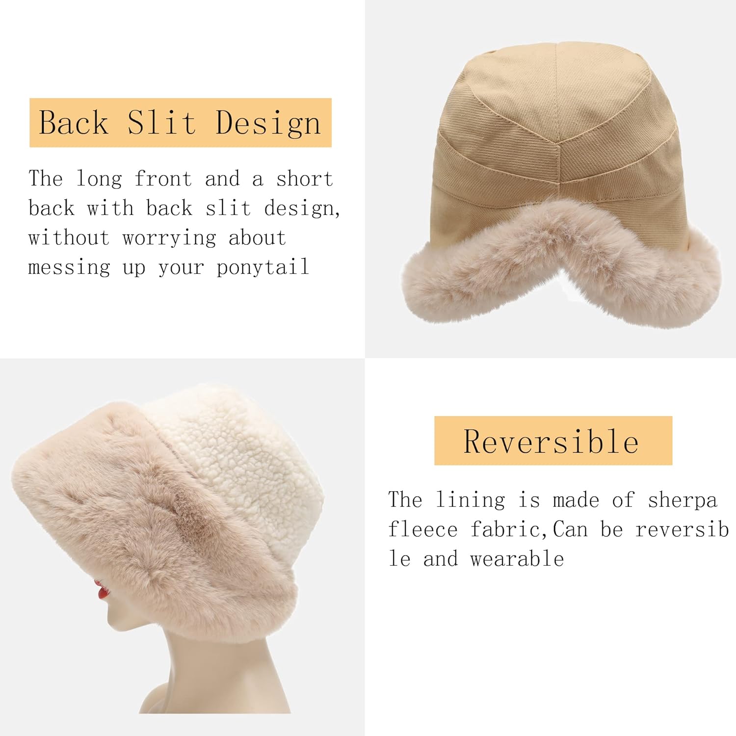 ZLYC Women Winter Furry Bucket Hat Rolled Brim Faux Fur Cloche Hat with Fleece Lining - Image 4