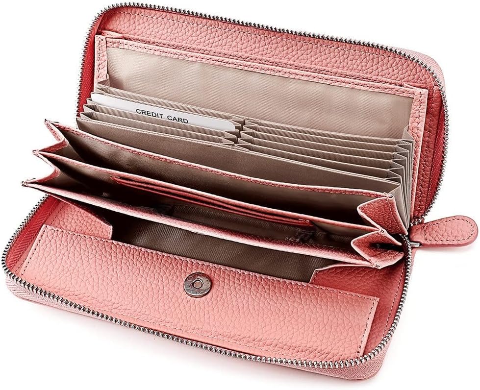 The First Layer Of Cowhide Leather Men And Women Card Bag Storage Coin Bit Ticket Clutch Zipper Long Wallet(A)