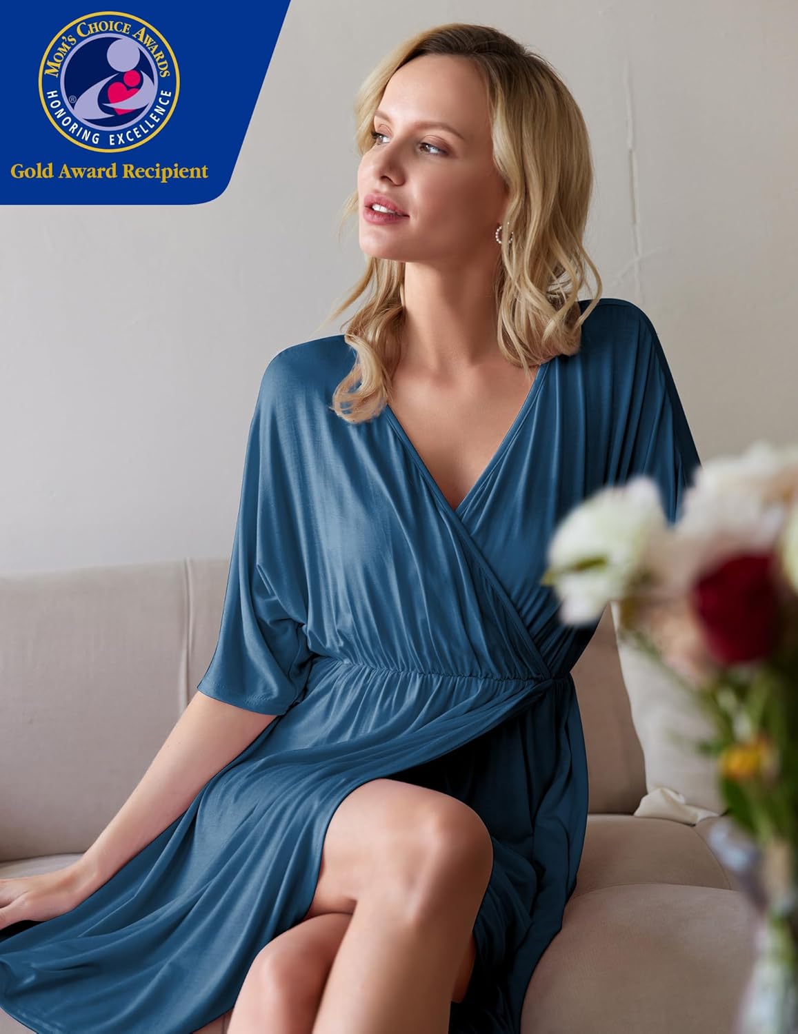Ekouaer 3 in 1 Labor/Delivery/Hospital Gown Maternity Dress Nursing Nightgown Sleepwear for Breastfeeding