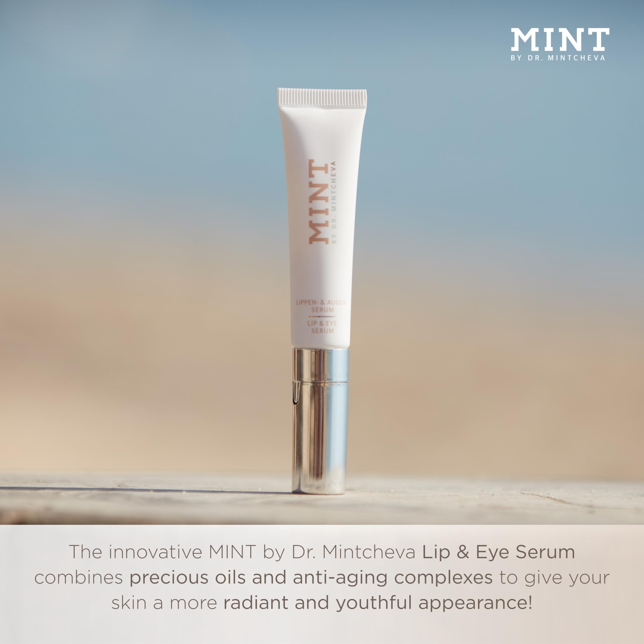 Mint Lip & Eye Serum (15 ml) – kuracja przeciwstarzeniowa z ekstraktem z jambú, betainą i witaminą E – 96% naturalnych składników – wegańskie