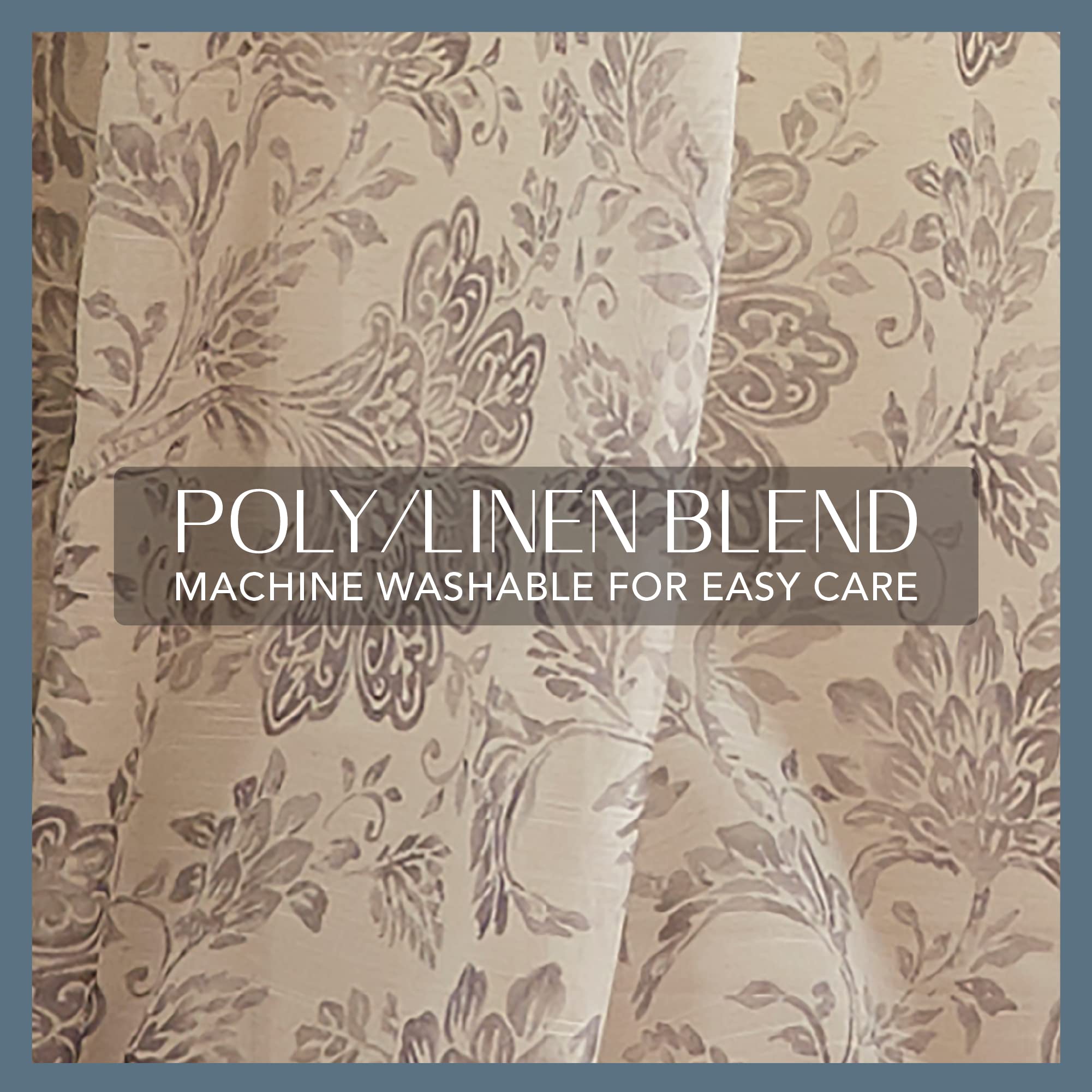 Elrene Floral Cottagecore Tie-Top Sheer Window Curtain Panel, Poly-Linen Blend, Grey, 52" W x 84" L (Pack of 1) - Image 4