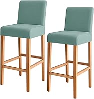 Vista 41 de FORCHEER - Juego de 2 fundas para taburete de bar con respaldos, aspecto de cuero, para taburetes de bar de respaldo corto, extraíbles y lavables