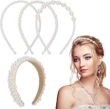 Firtink 4 Stück Perlen Haarreif Elegante Weiße Haarreifen Damen Haarschmuck Braut Headband Hochzeits-Haarstyling-Zubehör Für Frauen Mädchen Partys