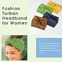 Vista 4 de Tobeffect Diademas Turbante Extra Anchas para Mujeres, Diademas Grandes de 7'', Diadema Bohemia Colorida con Nudo Retorcido, Accesorios