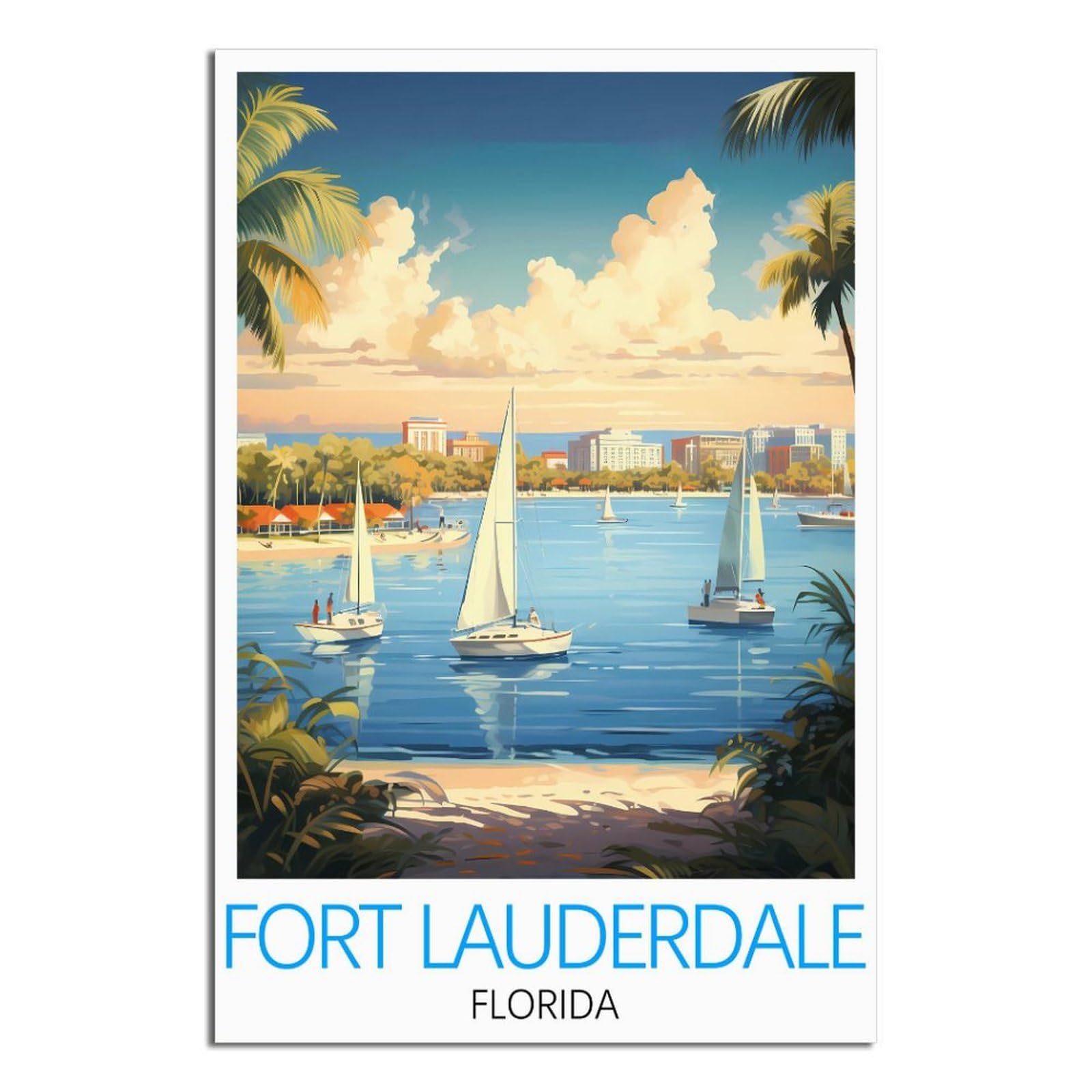 EZMLFA DIY Diamond Painting,Fort Lauderdale Florida 5D Diamond Art DIY Cross Stitch Crystal Rhinestone Embroidery Pictures Craft for Home Wall 40x50cm