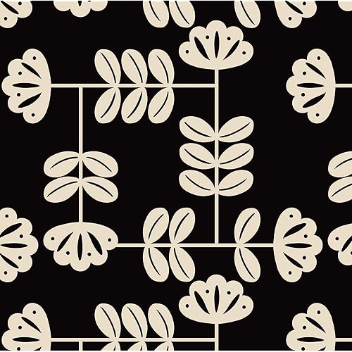 HeloHo Peel and Stick Wallpaper Black and Cream Wallpaper Modern Geometric Floral Wall Paper 393.7"x17.3" Vintage Self-Adhesive Removable Thicken Waterproof Contact Paper for Cabinet Bedroom Bathroom