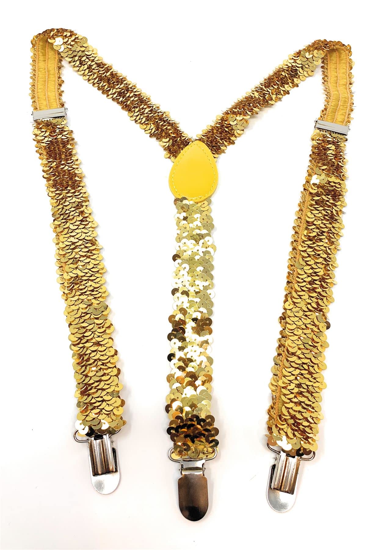 Cadoline Gold Mens Sequin Polyester Fancy Dress Suspenders 100 x 2.5cm