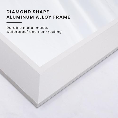 Miniatura 2 de Amorho Espejo de baño, 50 x 30 pulgadas, con forma de diamante blanco, espejos de pared con marco de metal para más de 2 fregaderos, dormitorio,