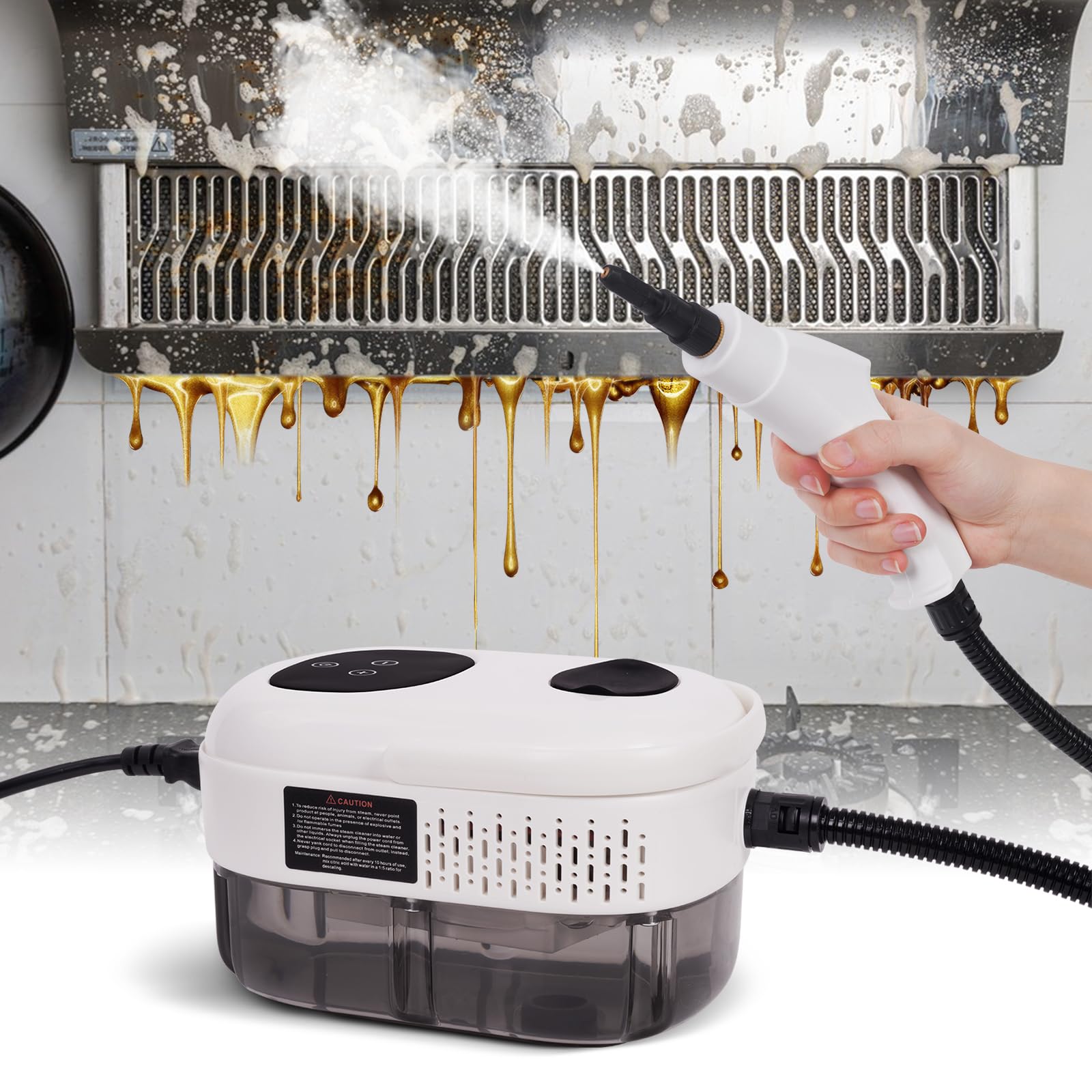 Vaporeta Limpieza Hogar 2500W, Limpiador a Vapor 1100ML, Temperatura 6 Velocidades Ajustables 5 Accesorios para Muebles de Cocina Baño Coche