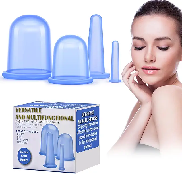 DazSpirit Silikon Schröpfgläser Set - 4 Cellulite Massage Cups für Gesicht & Körper