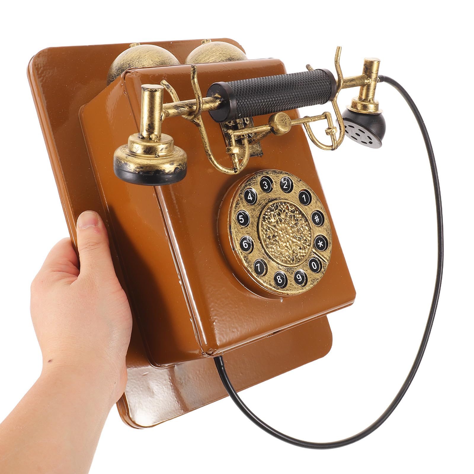Telefono da Parete e Display Permanente in Ferro Design retrò Autentico Vintage Oggetto di Scena Fotografico per Casa e Ufficio