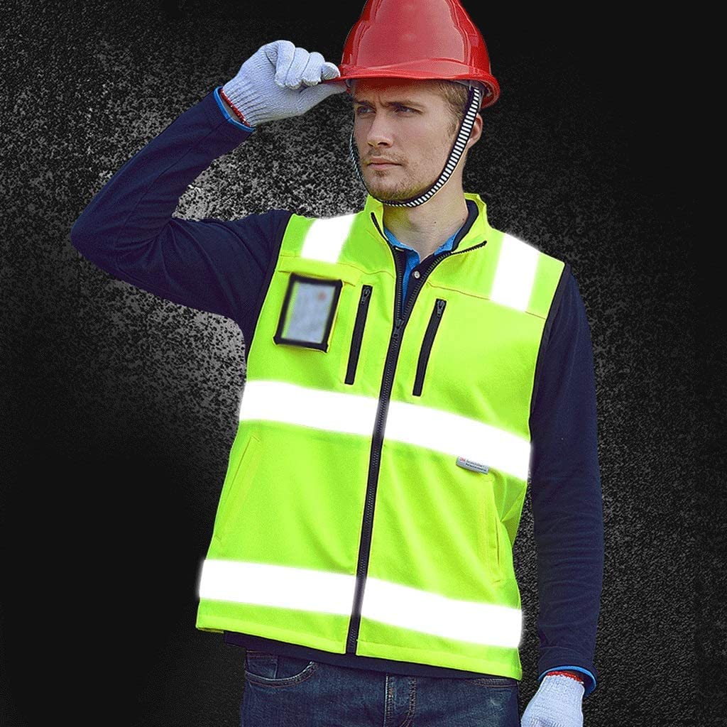 Chalecos Alta Visibilidad Hombre Mujer, Traje reflectante de tráfico Chaleco de seguridad reflectante de tela Oxford Chaleco de construcción de malla de alta visibilidad amarillo fluorescente Mono tra
