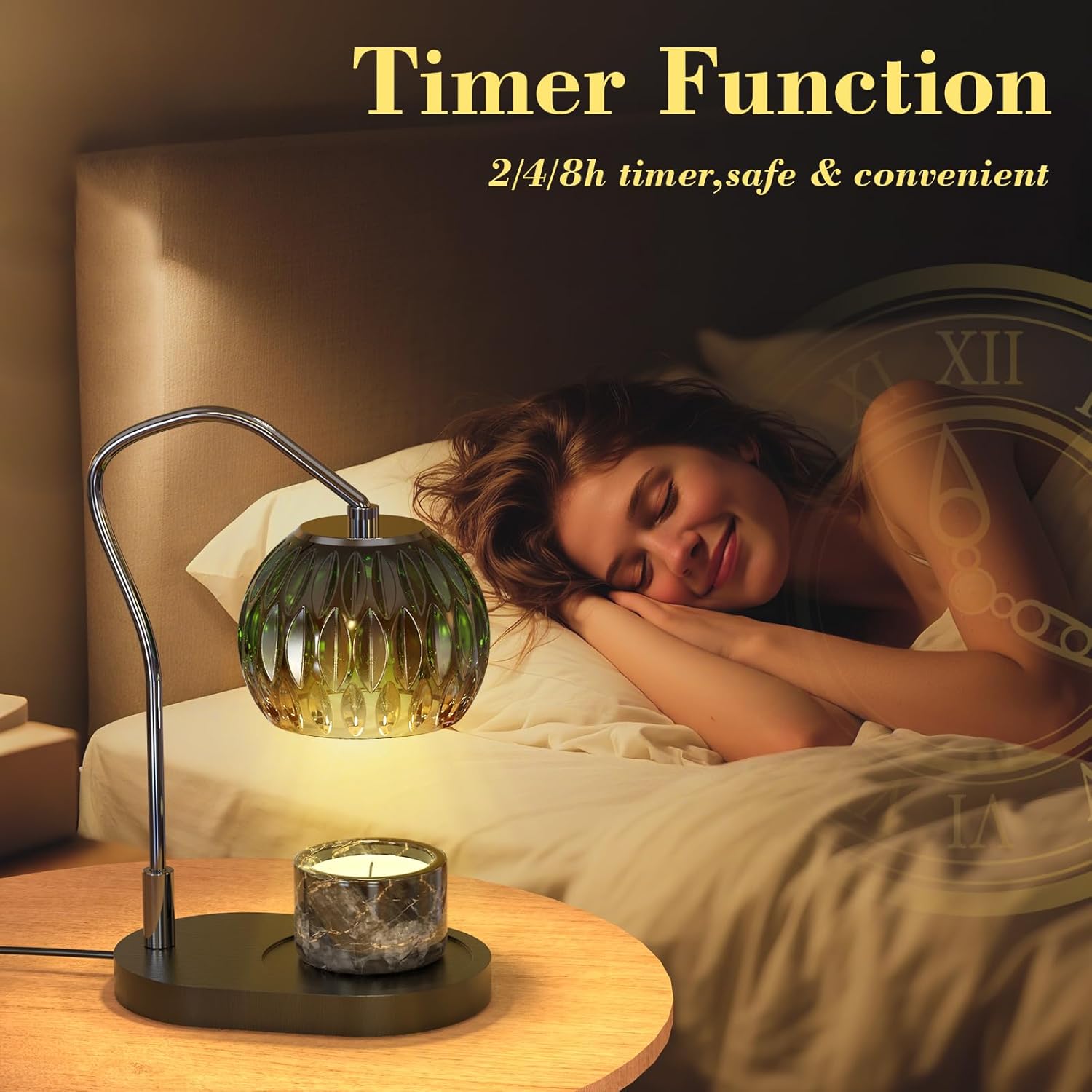 Candle Warmer Lamp with Timer & 4-Level Dimmer, Electric Wax Warmer for Jar Candles, Greener Home Decor with 2 Bulbs, Gift for Women, Men, Housewarming