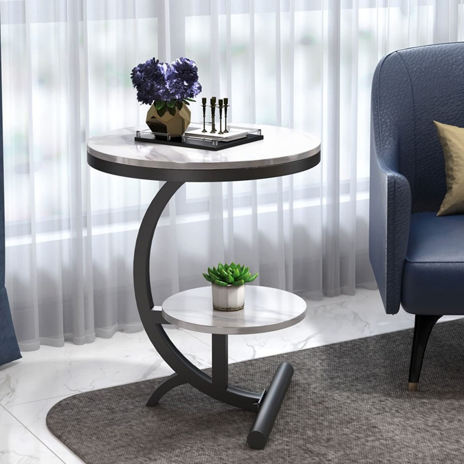 Luxury Marble Round Coffee Table Sofa Side Table Corner Table Living