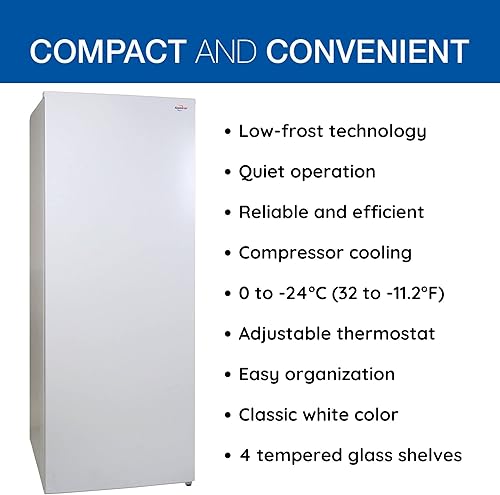 Miniatura 6 de Koolatron Congelador vertical listo para el garaje, 7.0 pies cúbicos (198 litros), blanco, baja helada, parte trasera plana que ahorra espacio,