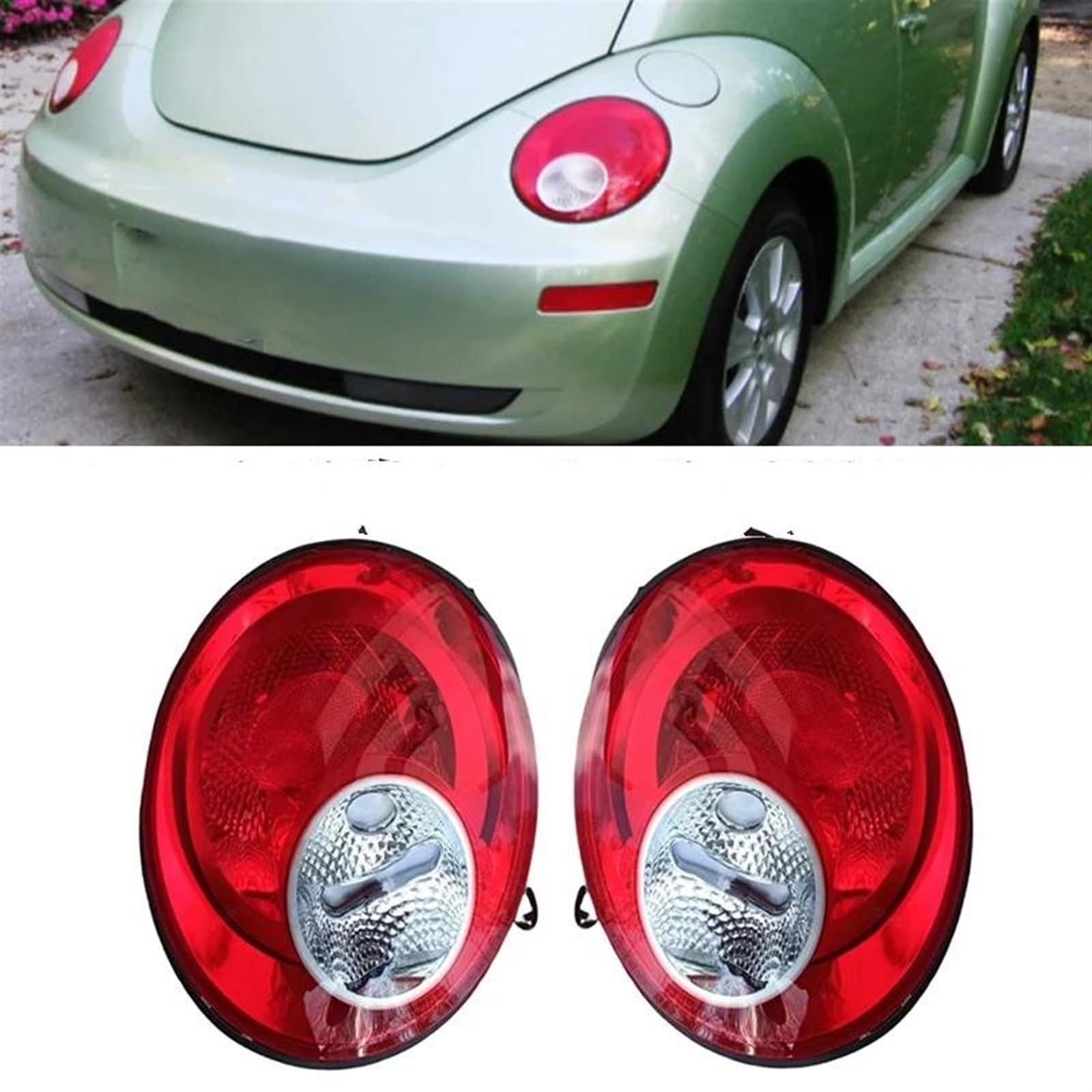 Tail Light Set For 2006-2010 Volkswagen Beetle - Left & Right Halogen, Clear/Red Lens 8 thumbnail image