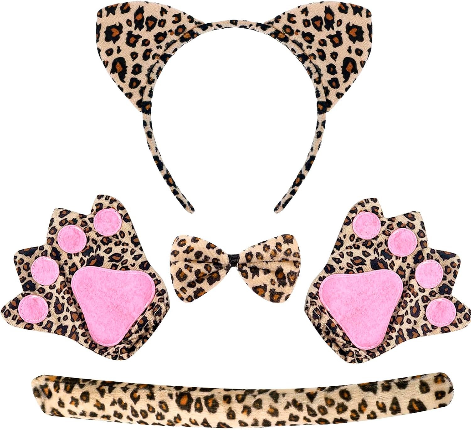 Animal Costume Set - Animal Ears Headband, Nose and Tail, Bow Tie for Cospaly Party