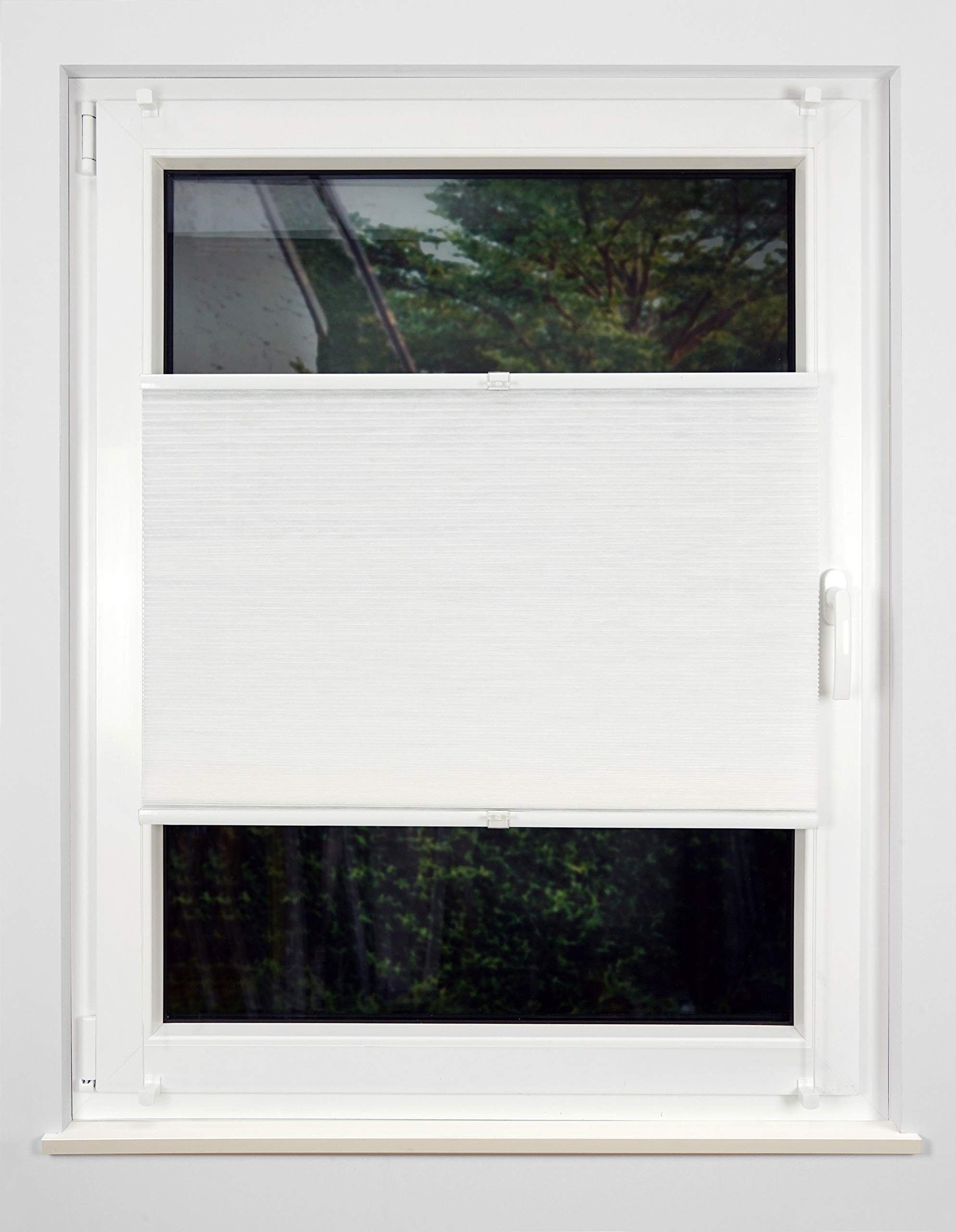 Wabenplissee Klemmfix Plissee verspannt, Klemmträger ohne Bohren für Fenster und Türen, lichtschutz und Blickdicht, Sonnen-Schallschutz Weiss 120x130 cm