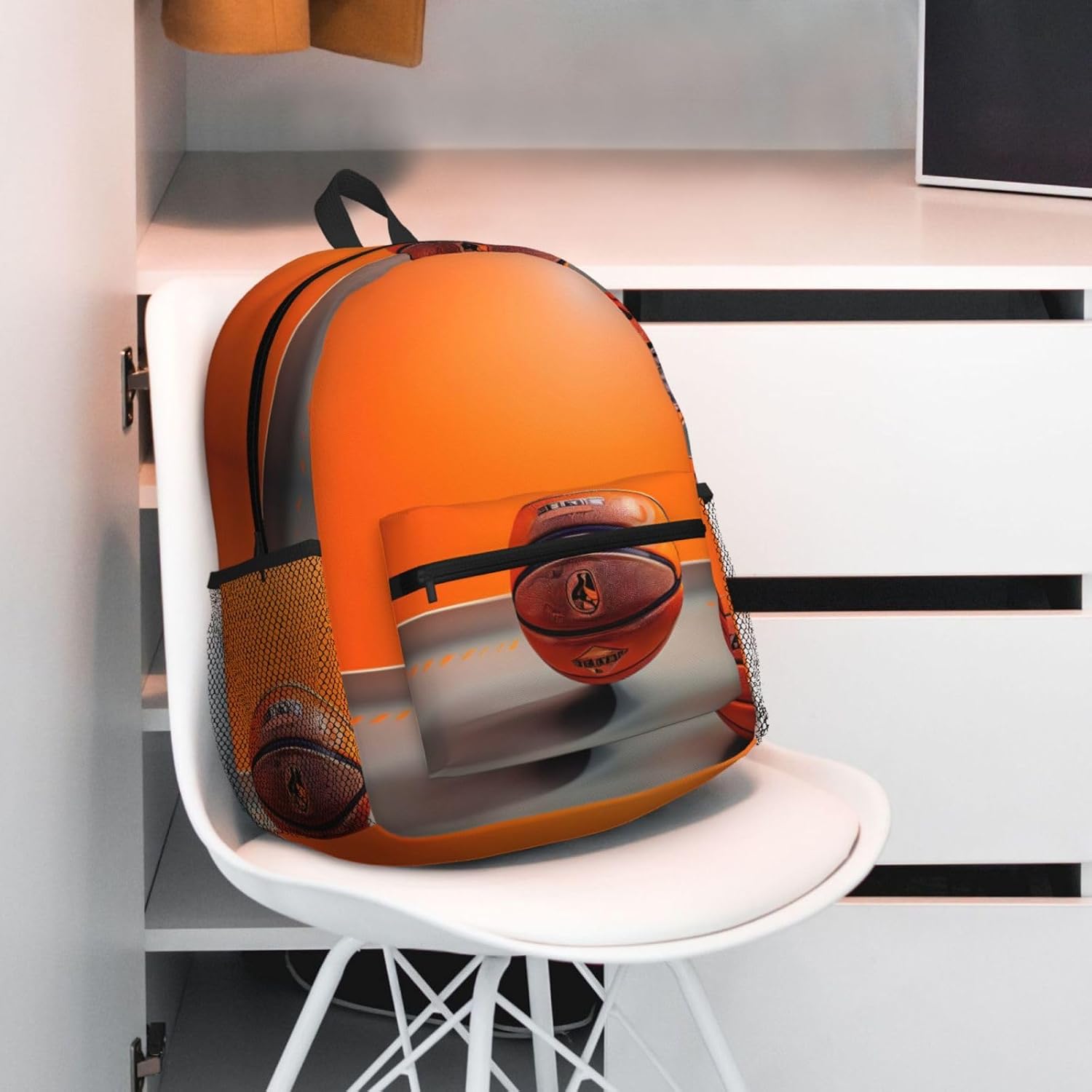 Basketball Orange Backpack Large Sports Bag, Best for Basketball, Soccer, Volleyball, Swim, Gym, Travel