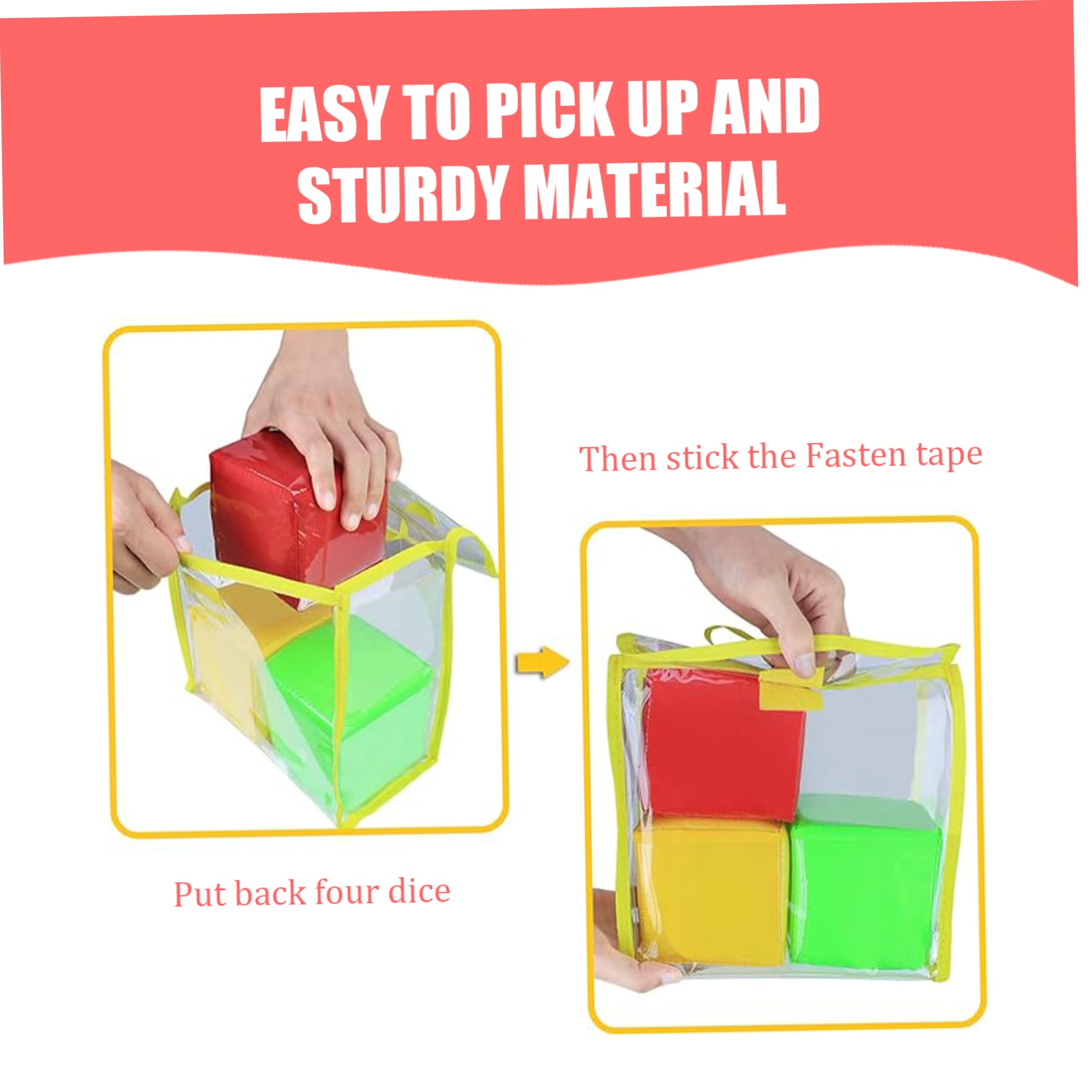 Set De Dés De Poche Géants 10 Cm – 2 Dés En Mousse Avec Poches Transparentes + 36 Cartes Vierges – Apprentissage Ludique Et Créatif