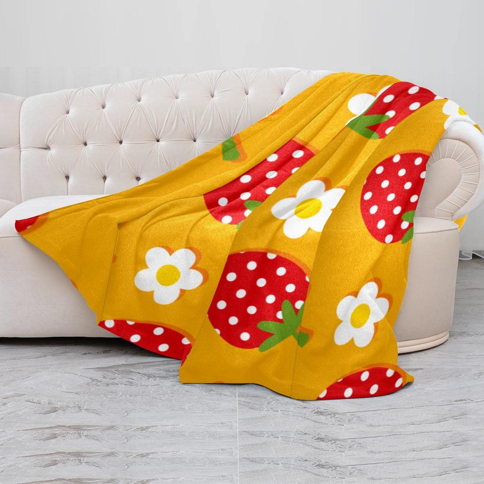 Coperta in pile, super morbida lussuosa biancheria da letto alla fragola (2)