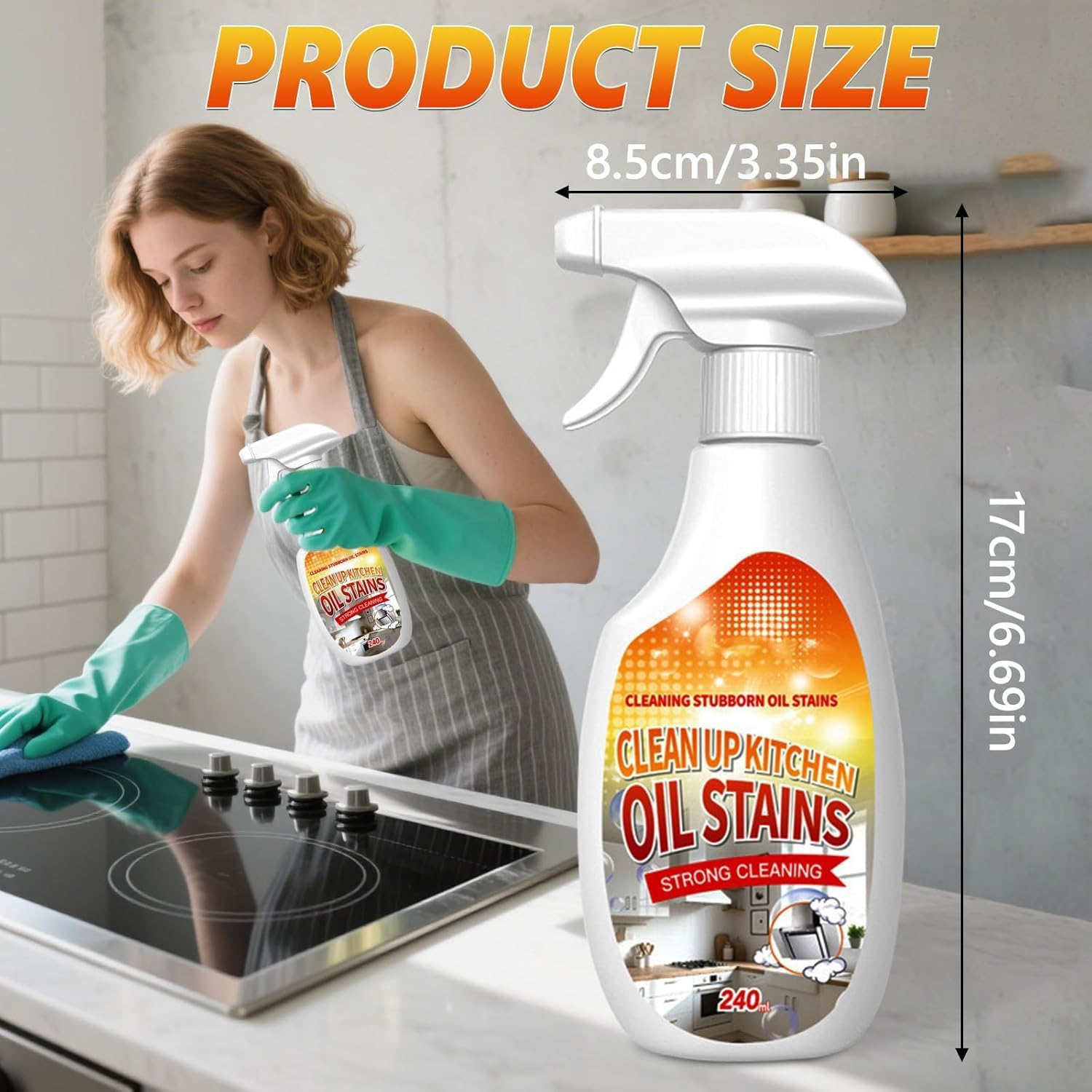 Heavy-Duty Kitchen Degreaser Foam Cleaner – Multipurpose Oil Stain Remover Spray, Kitchen Oil Multi Function Foam Cleaner Spray for Appliances Countertops Range Hoods