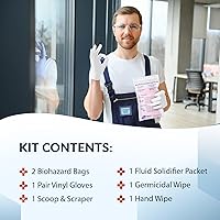 Vista 3 de MFASCO Kit de derrames de patógenos transmitidos por la sangre, bolsa de limpieza, kit desechable de limpieza de vómitos para restaurantes