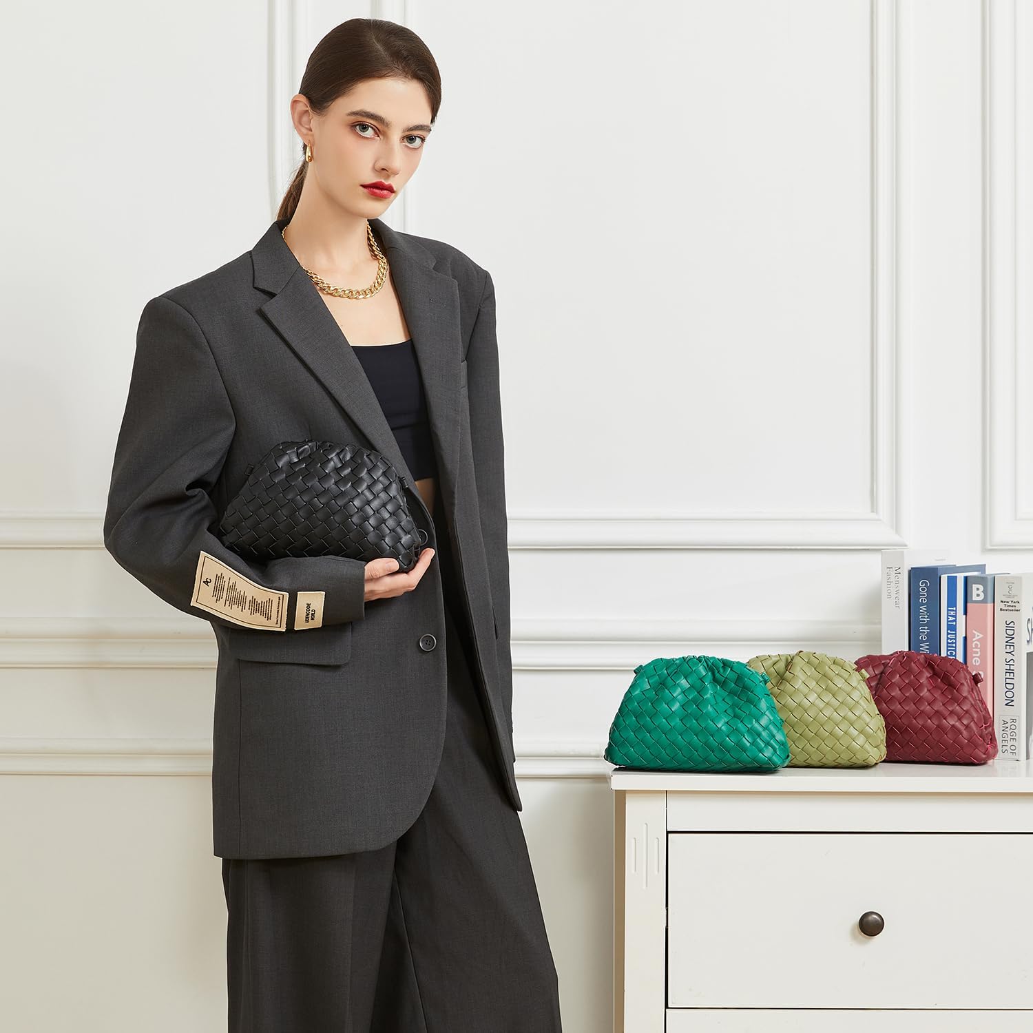 Huralona Dressy Pleated Vegan Leather Clutch Purse Super Soft Cloud Dumpling Clutch Bag for Women PU Evening Purse Handbag - Image 3