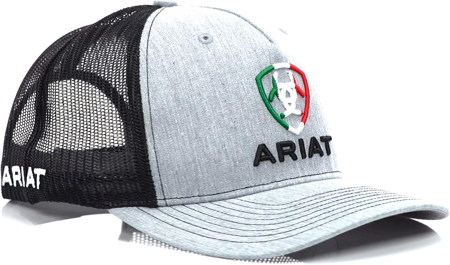 ARIAT Men's R112 Cap, Mexican Flag, Grey, Black Mesh Back, Snapback