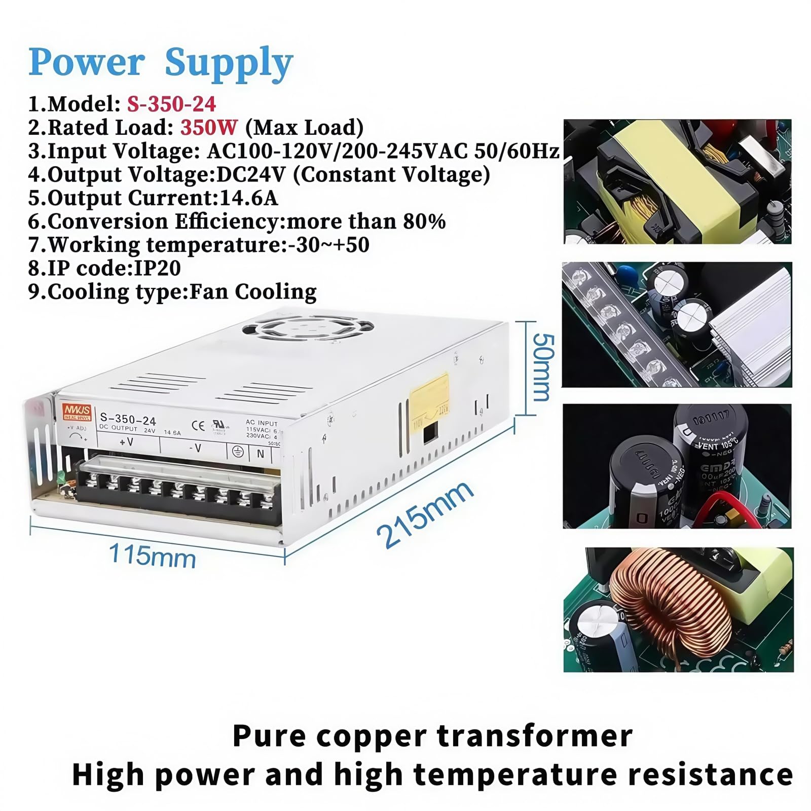 Motore passo-passo a 3 assi Nema 23 57 mm con circuito di controllo chiuso 1,2 Nm 3 A 1000 righe e 24 – 80 VDC Closed Loop Stepper Motore Driver 350 W Power Alimentatore CNC Kit per macchina per