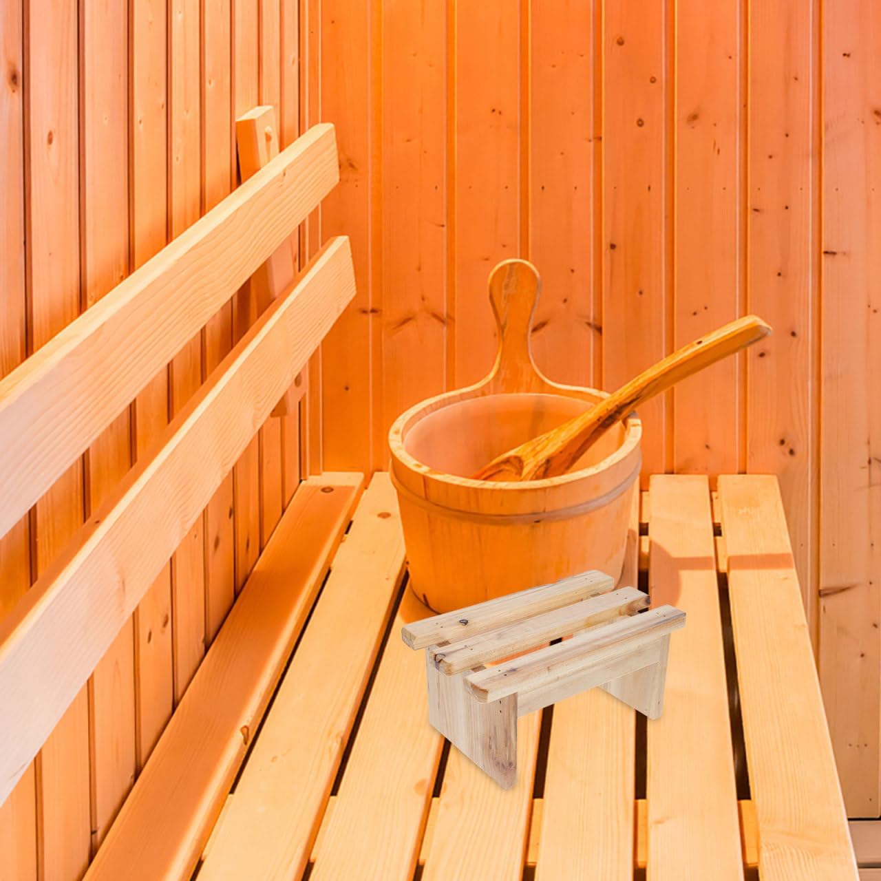 Sauna Foot Stool Multipurpose Bath Leg Rest for Comfort Sturdy Design for Bathroom Living Room Kitchen Sauna Use Height Natural Finish