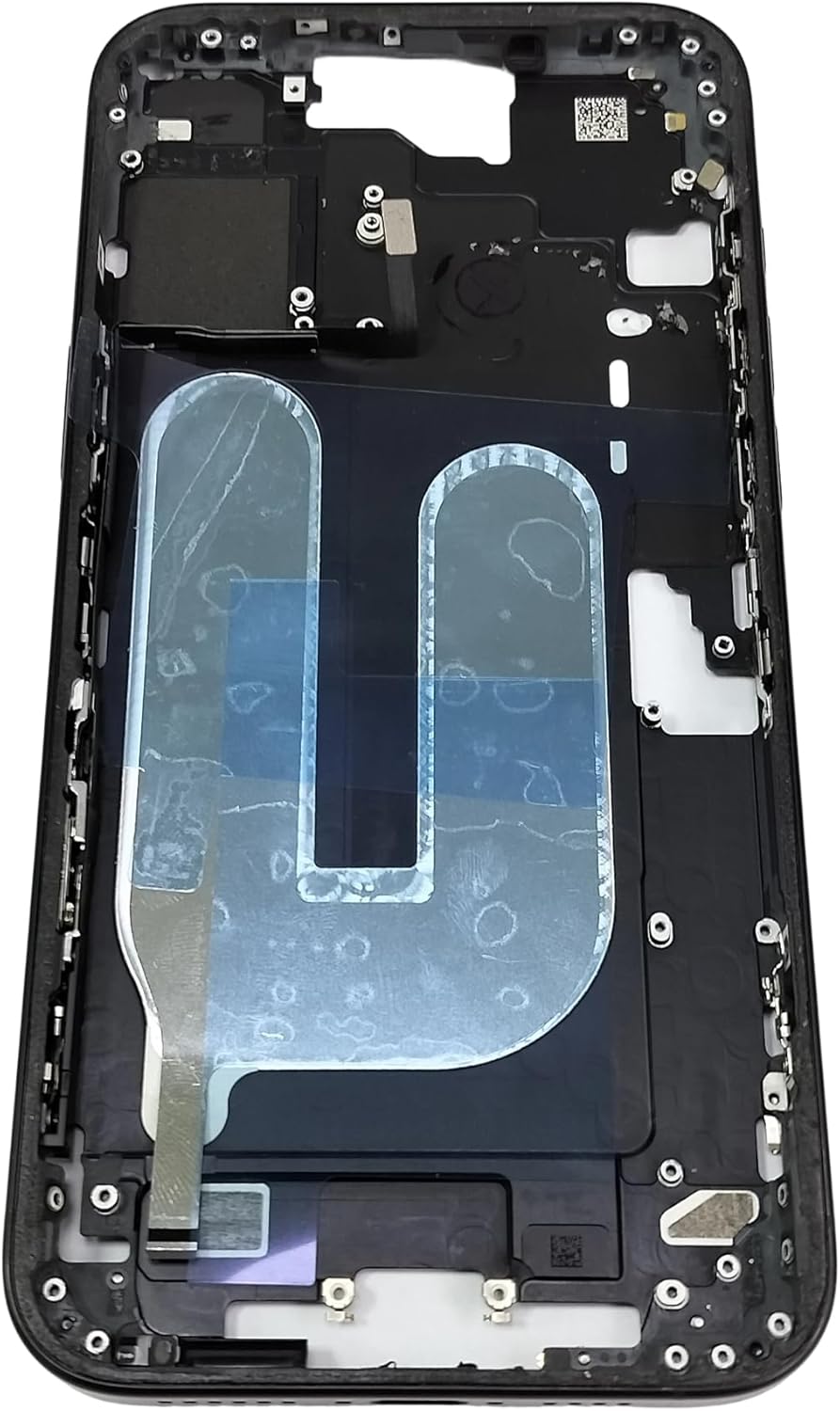 Middle Frame Housing Cover Case with Power & Volume Button & Battery Adhesive Replacement Compatible with iPhone 16 Plus 6.7 Inches (US Version) (Blue)