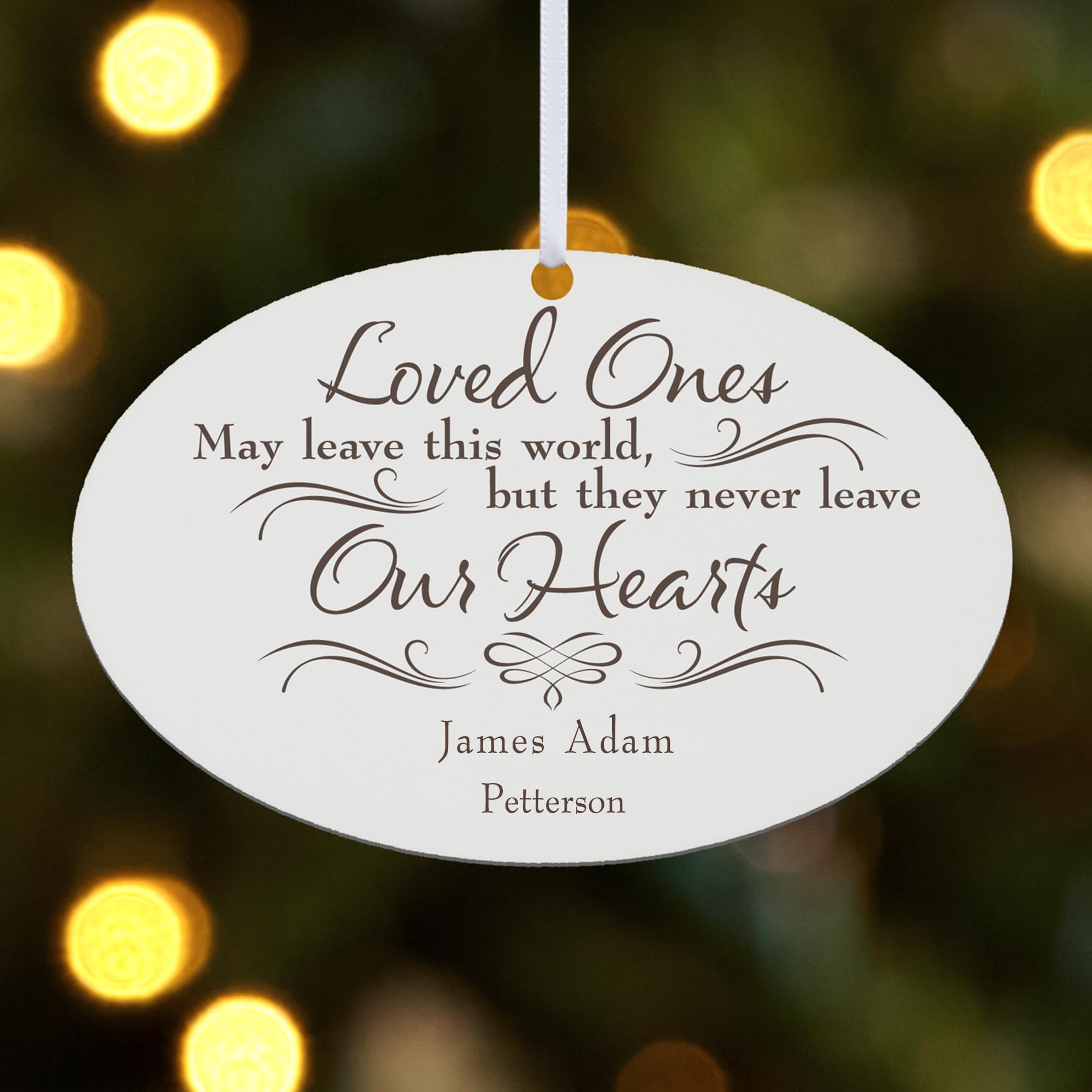 Let's Make Memories Personalized Christmas Ornament - Memorial Keepsake - Customized with Name - Sympathy Keepsake - Christmas 2024 - In Remembrance - Never Leave Our Hearts - Oval