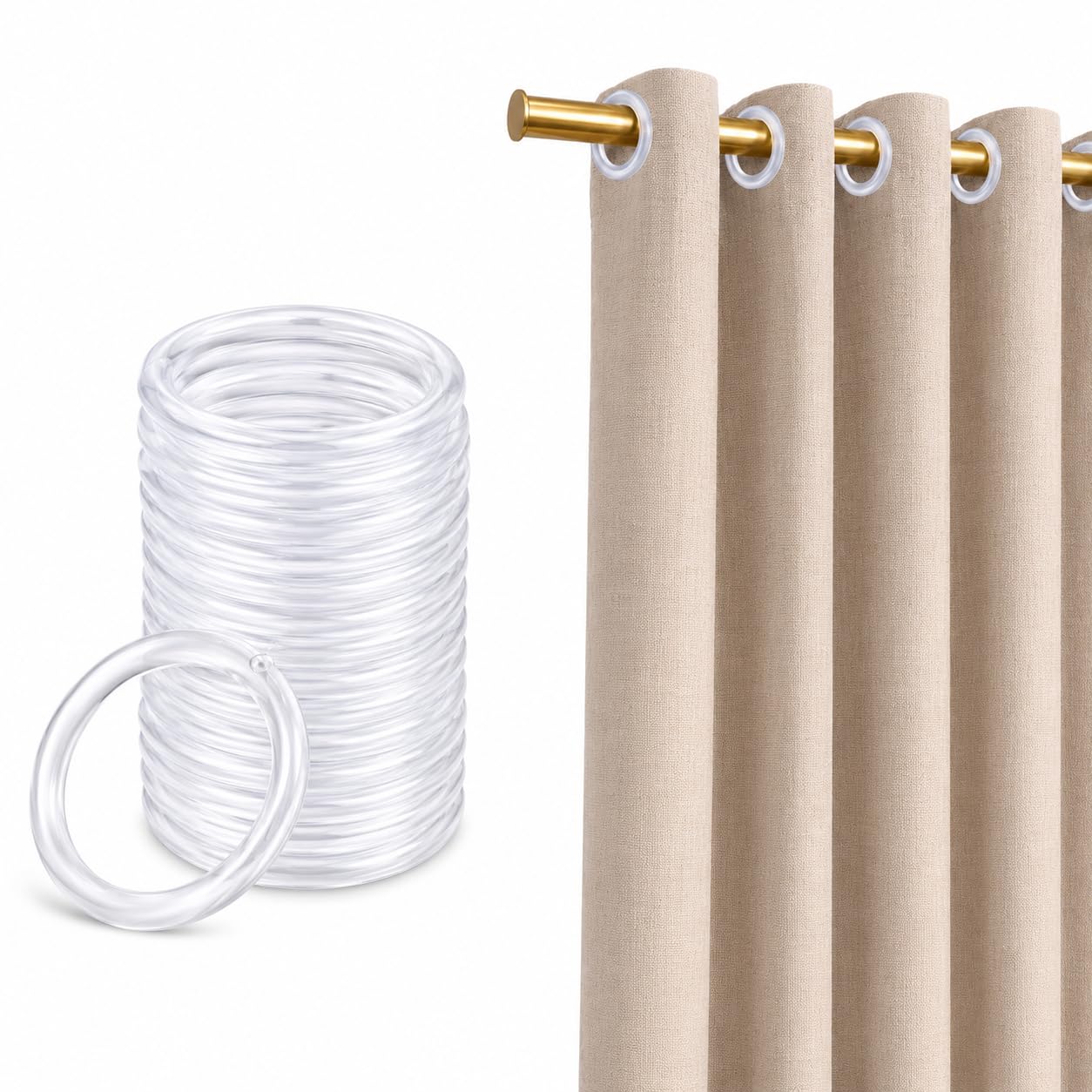 Plastic Curtain Rings - 25 Pack, Snap Lock -7 Plastic Curtain Rings - 25 Pack, Snap Lock -7