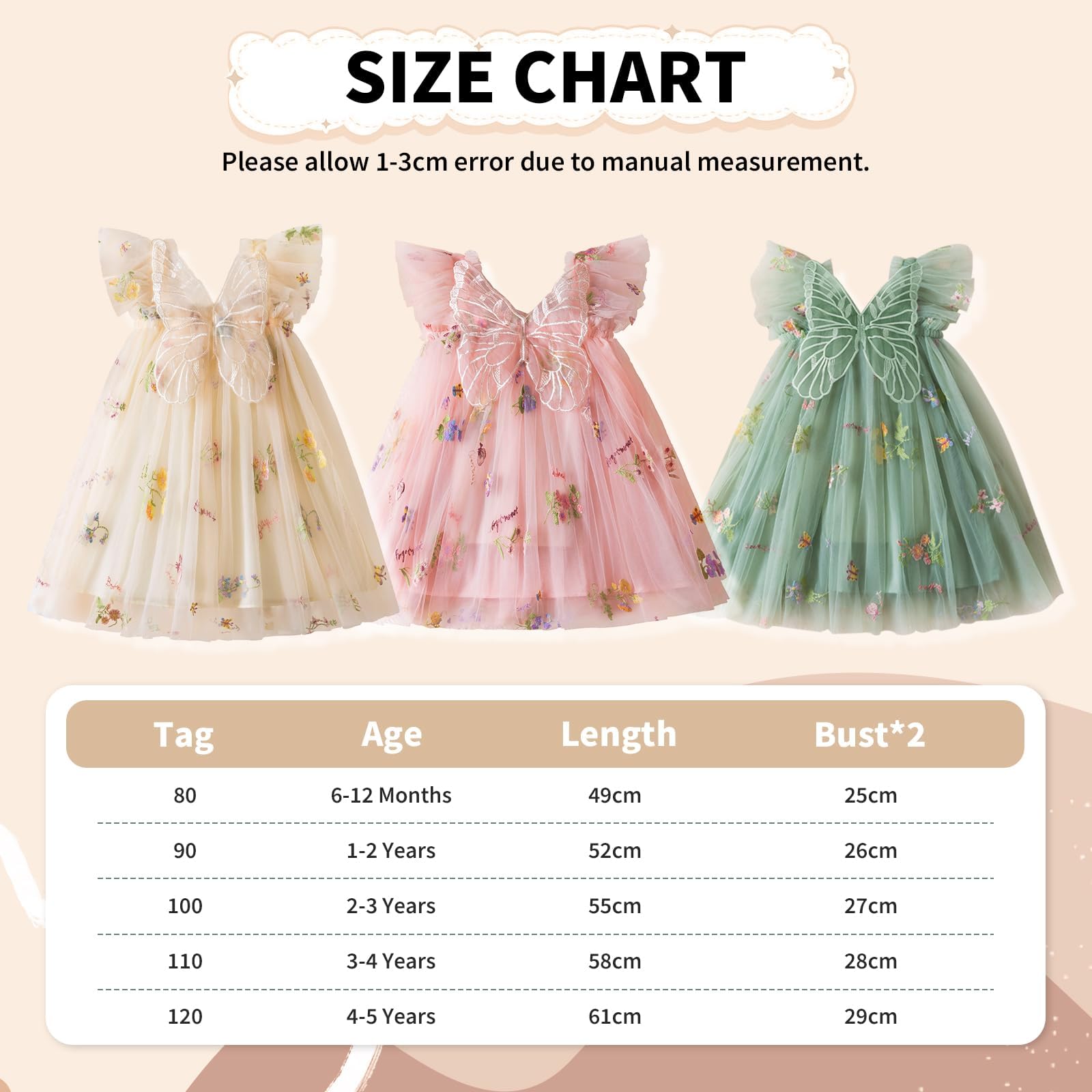 DivingBirds Vestito da bambina con farfalla in tulle senza maniche estate matrimonio compleanno festa festa fiori abiti per ragazze 6 mesi-5 anni
