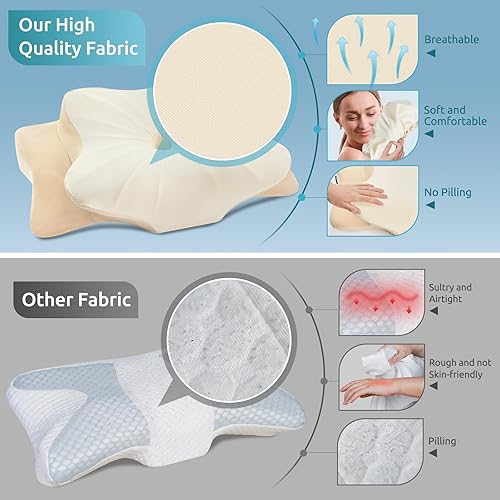 Miniatura 6 de DONAMA Almohada cervical para aliviar el dolor de cuello, almohada de espuma viscoelástica de contorno, almohada ortopédica ergonómica de apoyo para