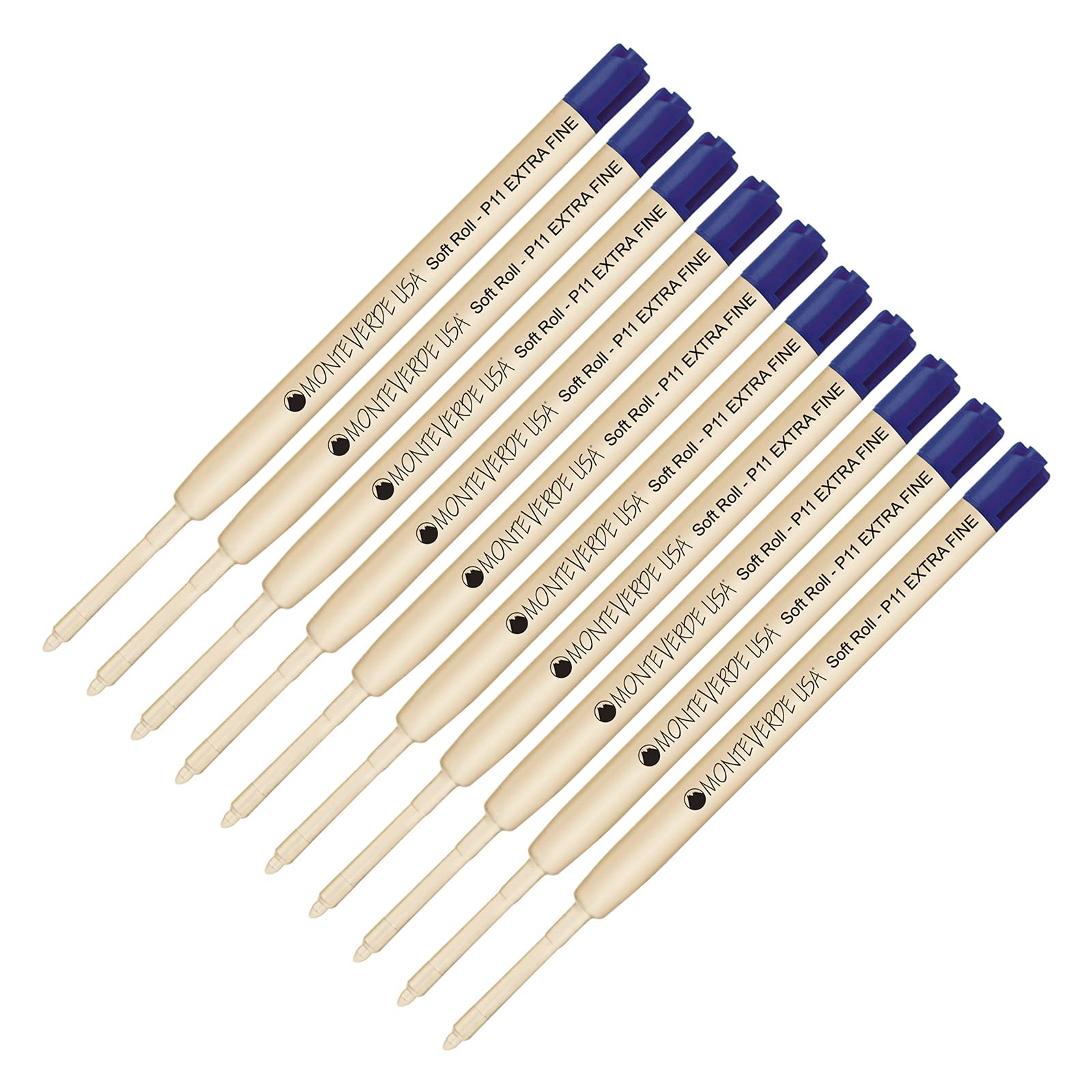 10 - Monteverde Ballpoint Refill to Fit Parker Ballpoint Pens, Extra Fine Point, P11, Soft Roll, (BULK PACKED) (Blue)