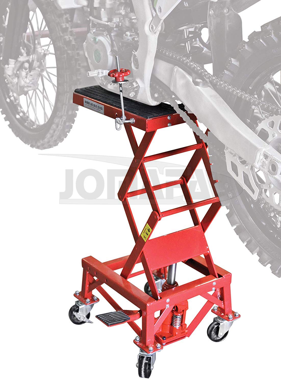 JOMAFA - ELEVADOR HIDRAULICO DE MOTOS CON RUEDAS/PLATAFORMA ELEVADORA 135 KILOS