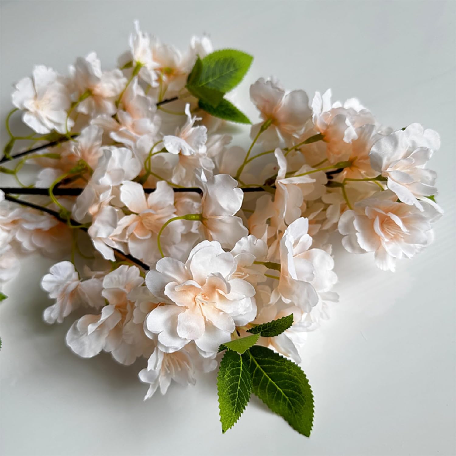 5-piece set of artificial cherry blossom branches for spring and summer interior decoration, suitable for DIY garden home, wedding, family office, bedroom, party, 33.5 inches (champagne color)