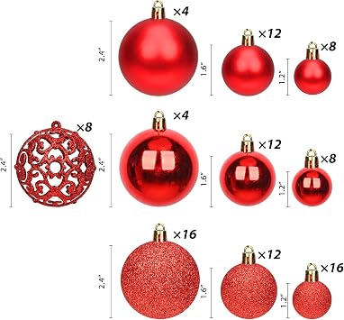 100PCS Christmas Balls Ornaments, Shatterproof Xmas Tree Decorations