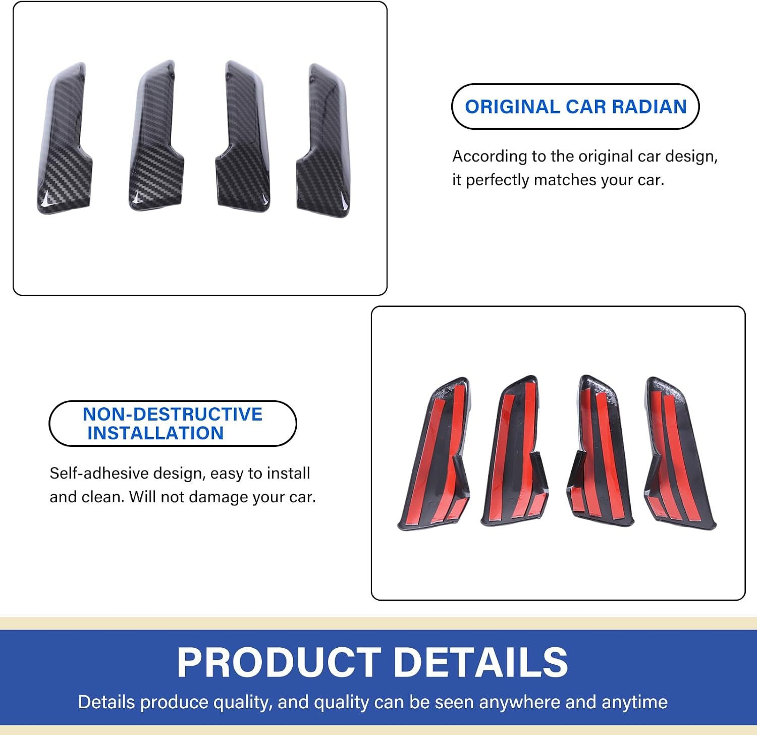 Inner Door Handle Cover Compatible with Toyota Tacoma 2024+ Toyota Tundra/Sequoia 2022-2025 4Runner 2025+, Front Rear Door Handle Protector Trim Cover Interior Accessories (Carbon Fiber Pattern)